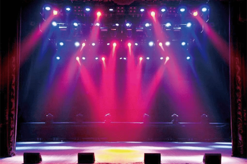 Stage backdrops and lighting integration